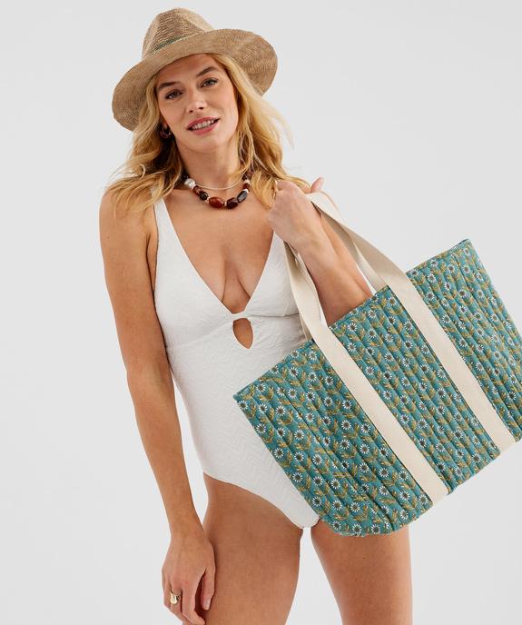 Sac cabas zippé grand format en toile fleurie femme vue1 - GEMO (ACCESS) - GEMO