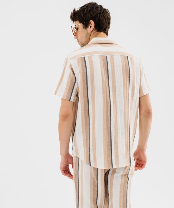 Chemise manches courtes et col cubain à rayures homme vue3 - GEMO (HOMME) - GEMO