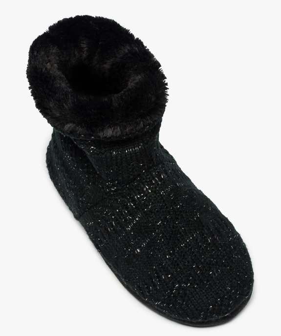 Chaussons femme boots en maille tricotée et doublure douce vue5 - GEMO(HOMWR FEM) - GEMO