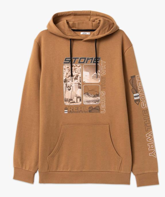 Sweat homme en jersey molletonné à capuche vue4 - GEMO 4G HOMME - GEMO