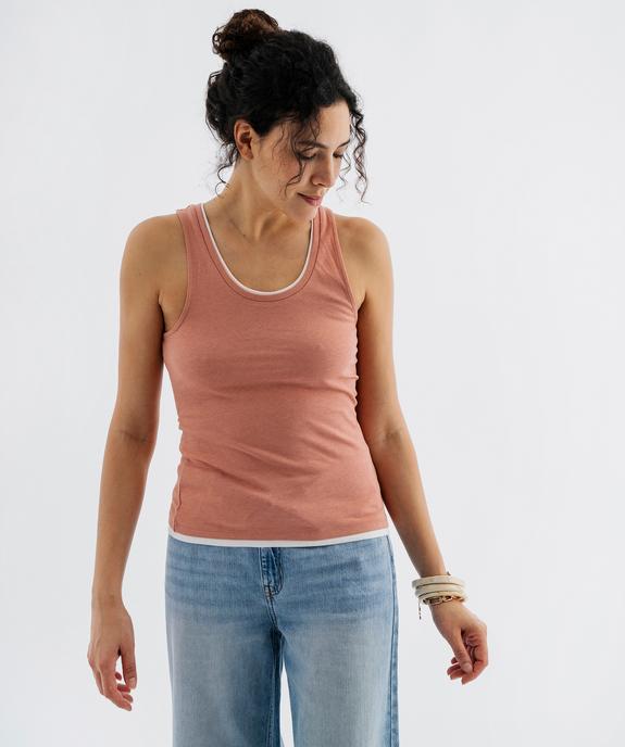 Débardeur en coton avec finitions contrastantes femme vue2 - GEMO 4G FEMME - GEMO