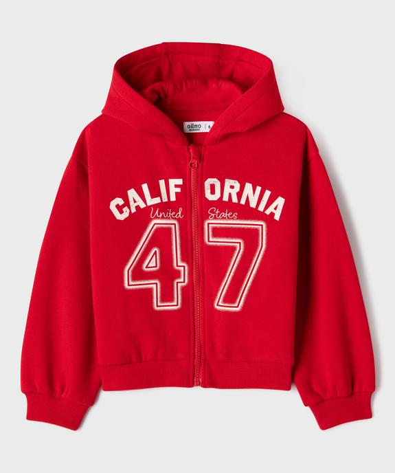 Sweat zippé à capuche avec inscription fille vue1 - GEMO 4G FILLE - GEMO