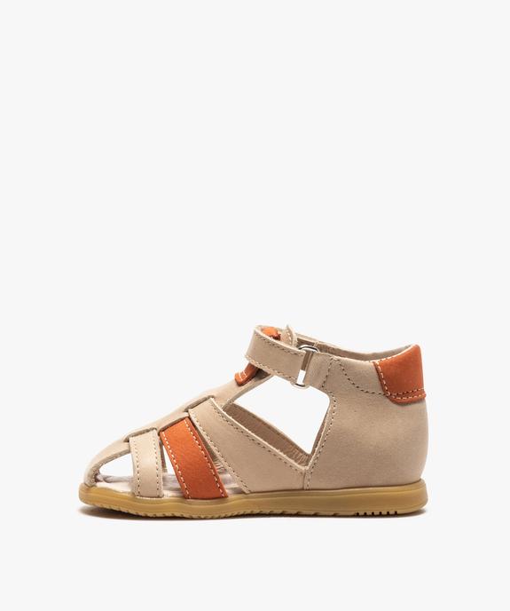 Sandales premiers pas bébé garçon en cuir à bout fermé vue3 - GEMO(BEBE DEBT) - GEMO