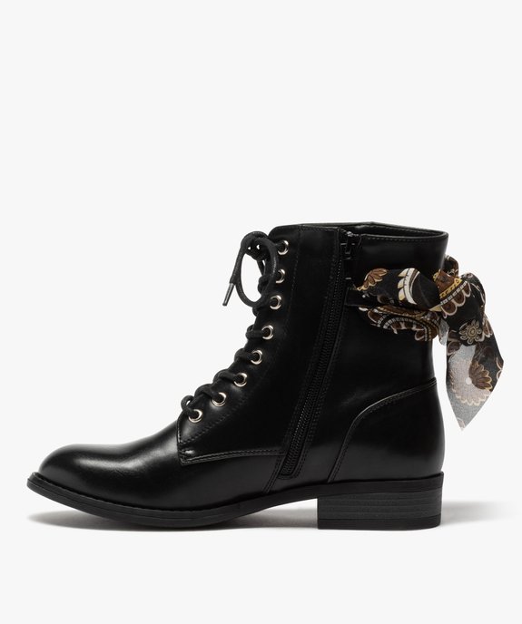 Boots femme à talon plat unis avec ruban fantaisie vue3 - GEMO (CASUAL) - GEMO