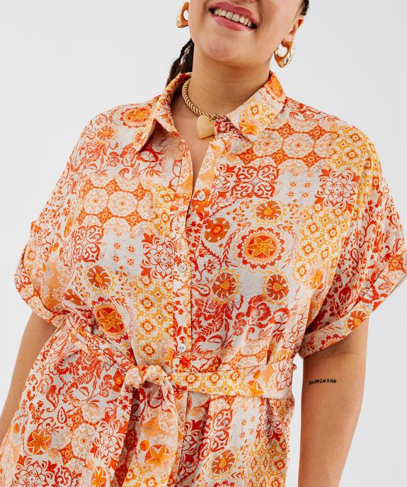 Robe chemise longue à manches courtes en maille fluide femme grande taille vue4 - GEMO 4G GT - GEMO