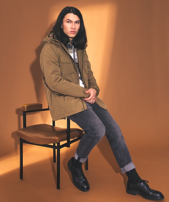 Blouson homme à capuche en matière déperlante vue6 - GEMO (HOMME) - GEMO