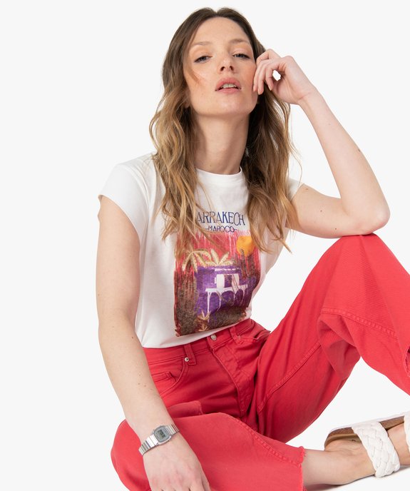 Tee-shirt femme sans manches avec motif sur le buste vue1 - GEMO(FEMME PAP) - GEMO
