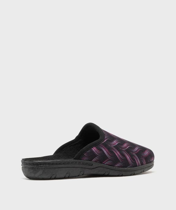 Pantoufles mules en velours ras imprimé à talon compensé femme vue4 - G'FLEX - GEMO