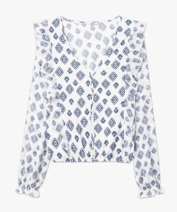 Tee-shirt femme imprimé à manches longues en voile et volants vue4 - GEMO(FEMME PAP) - GEMO