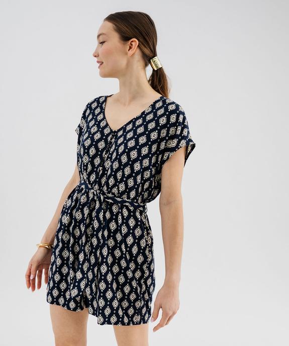Combishort imprimé en viscose fluide femme vue1 - GEMO 4G FEMME - GEMO