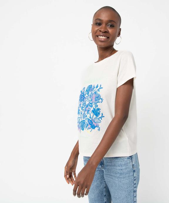 Tee-shirt femme à manches courtes avec motif XXL vue1 - GEMO(FEMME PAP) - GEMO