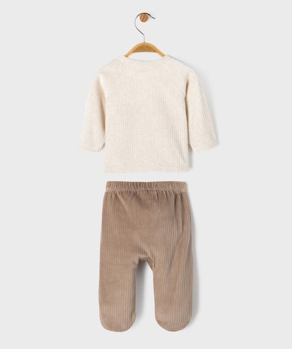 Pyjama 2 pièces en velours ouverture devant bébé garçon vue4 - GEMO 4G BEBE - GEMO