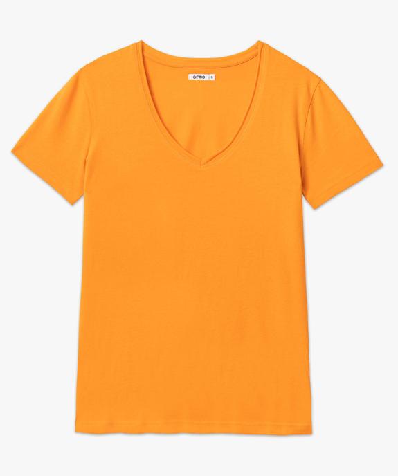 Tee-shirt à manches courtes avec col V roulotté femme vue4 - GEMO(FEMME PAP) - GEMO