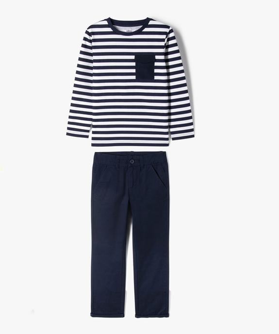 Ensemble 2 pièces pantalon chino + tee-shirt manches longues garçon vue1 - GEMO (ENFANT) - GEMO