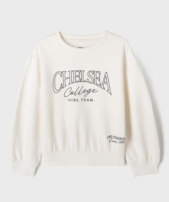 Sweat molletonné avec inscriptions fille vue1 - GEMO 4G FILLE - GEMO