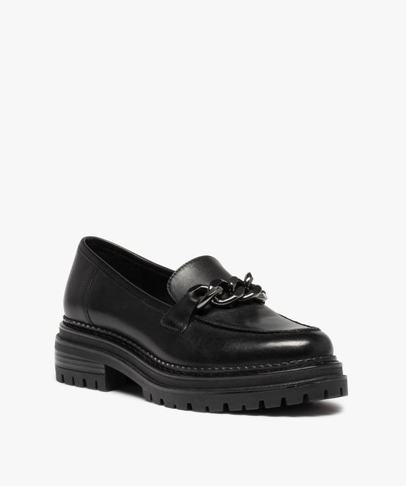 Mocassins femme dessus cuir à semelle crantée - Tanéo vue3 - TANEO - GEMO