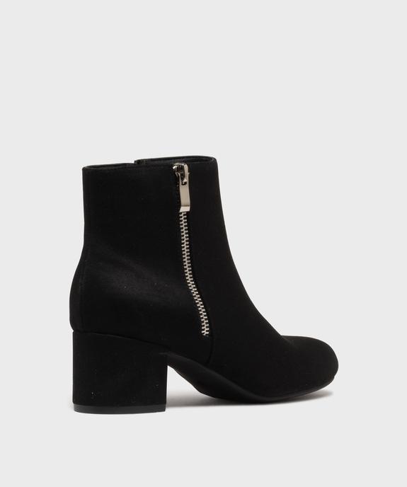 Boots femme à talon carré en suédine unie et zip décoratif vue10 - VALENTINA BALDA - GEMO