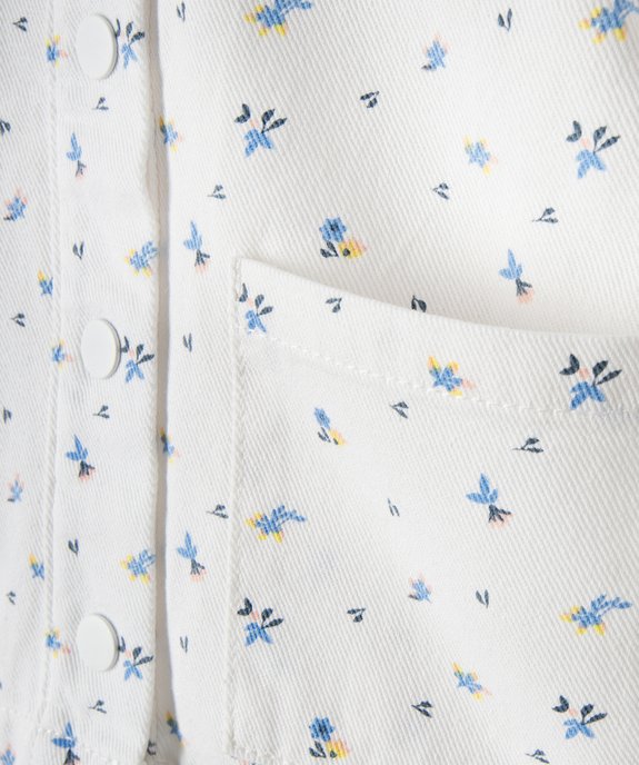 Veste fille en denim à motifs fleuris vue3 - GEMO 4G FILLE - GEMO