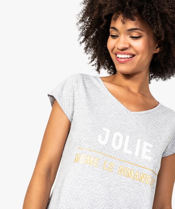 Chemise de nuit imprimée à manches courtes femme vue2 - GEMO 4G FEMME - GEMO