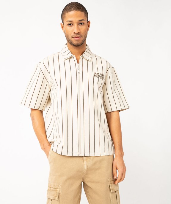 Chemise à manches courtes avec fermeture zippée homme vue2 - GEMO 4G HOMME - GEMO