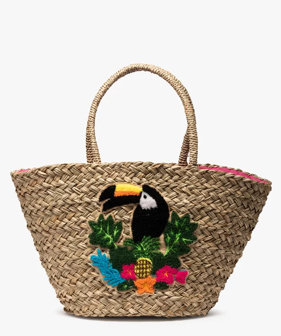Sac de plage femme en paille avec motif toucan vue1 - GEMO (ACCESS) - GEMO