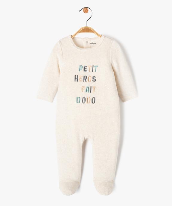 Pyjama en velours avec message brodé bébé garçon  vue1 - GEMO 4G BEBE - GEMO