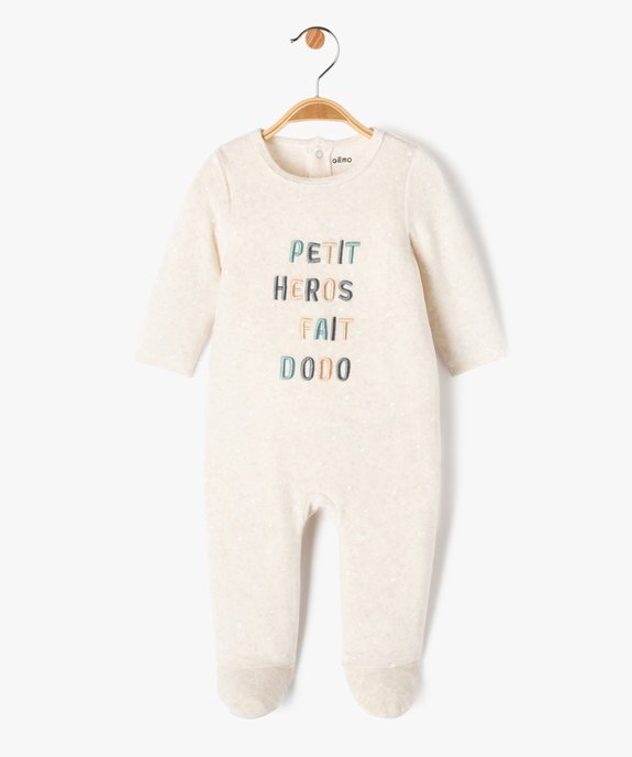 Pyjama en velours avec message brode bebe garcon