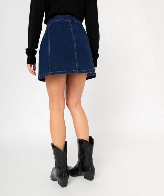 Jupe en jean brut coupe trapèze à boutons femme vue3 - GEMO 4G FEMME - GEMO