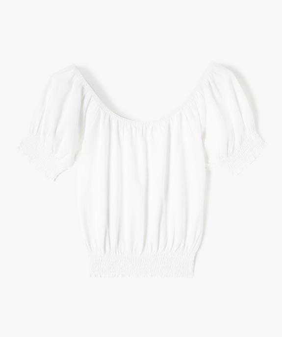 Tee-shirt fille à col Bardot et finitions stockées vue3 - GEMO (JUNIOR) - GEMO