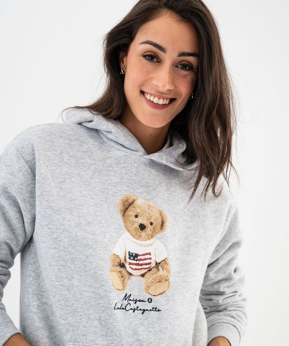 Sweat à capuche avec broderie femme - LuluCastagnette vue2 - LULU CASTAGNETTE GEMO FOR GOOD - GEMO