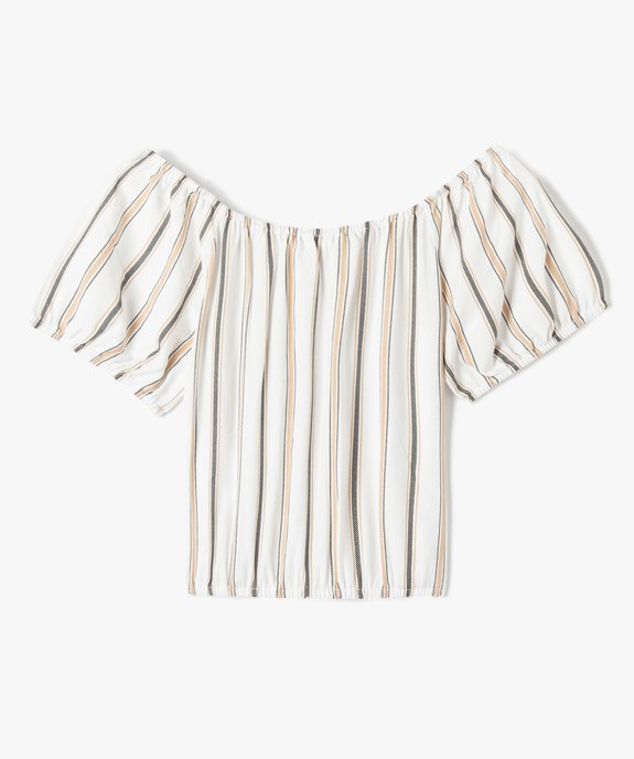 Chemise fille à col Bardot et manches courtes vue3 - GEMO (JUNIOR) - GEMO