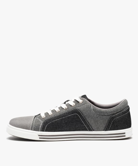 Baskets homme casual en toile imitation denim vue3 - GEMO (CASUAL) - GEMO
