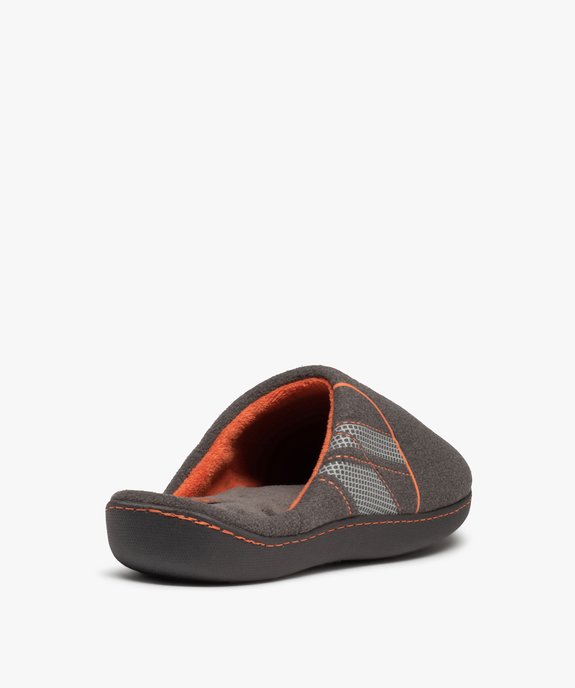 Chaussons homme mules en feutrine détails fluo - Isotoner vue4 - ISOTONER - GEMO