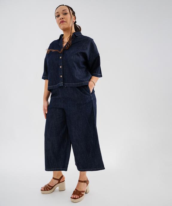 Pantacourt en jean brut coupe large femme grande taille vue4 - GEMO (G TAILLE) - GEMO