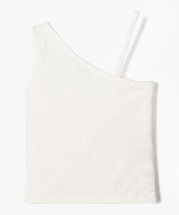 Débardeur asymétrique en coton côtelé fille vue1 - GEMO (ENFANT) - GEMO