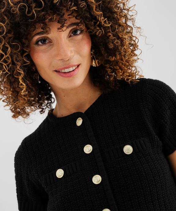 Pull manches courtes en maille fantaisie à boutons femme vue2 - GEMO(FEMME PAP) - GEMO