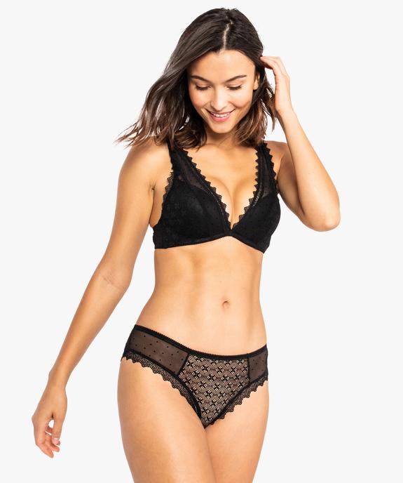 Slip en tulle et dentelle vue1 - GEMO(HOMWR FEM) - GEMO