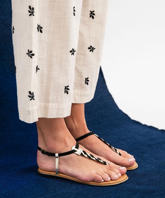 Sandales femme plates avec bride tressée à entre-doigt détails métallisés vue1 - VALENTINA BALDA - GEMO