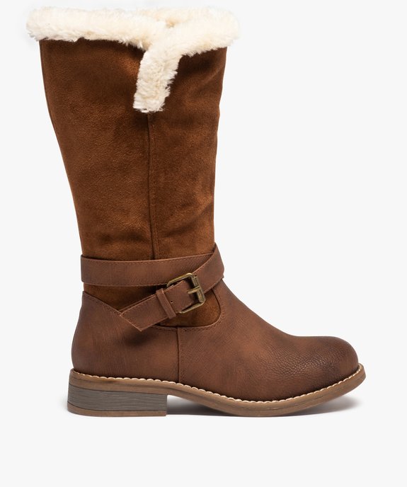 Bottes fille zippés unies avec col fourré vue1 - GEMO (ENFANT) - GEMO