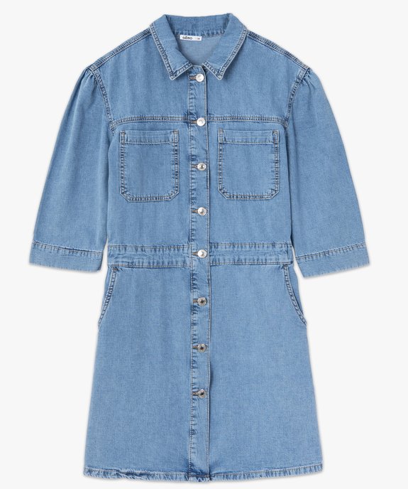 Robe femme en toile denim à manches ¾  vue4 - GEMO(FEMME PAP) - GEMO