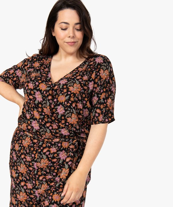 Combinaison pantalon femme grande taille à motifs fleuris et haut cache-cœur  vue6 - GEMO (G TAILLE) - GEMO