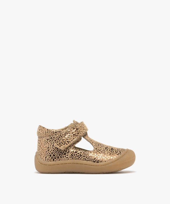Chaussures premiers pas en cuir imprimé fermeture scratch bébé fille - NA! vue1 - NA! GEMO FOR GOOD - GEMO