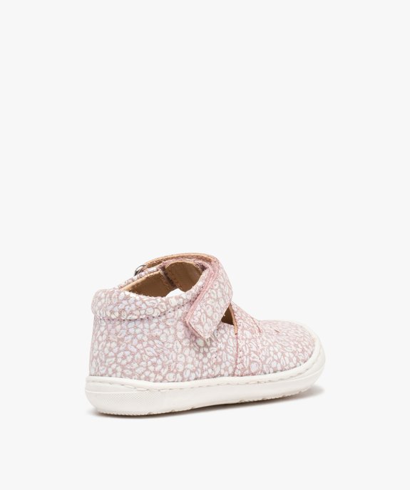 Sandales premiers pas bébé fille dessus cuir imprimé – NA! vue4 - NA! - GEMO