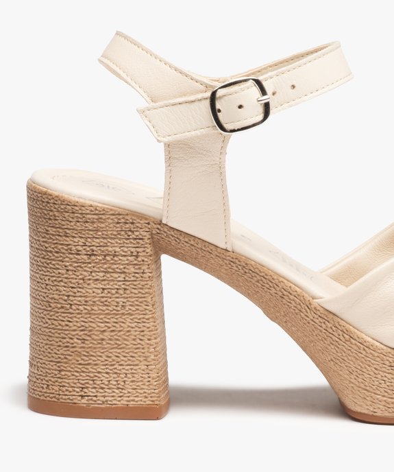 Sandales femme unies à talon et dessus cuir drapé – Tanéo  vue6 - TANEO - GEMO