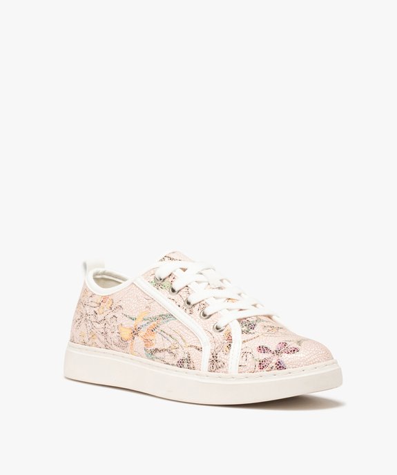 Baskets femme à motifs fleuri avec vernis effet craquelé vue3 - GEMO (SPORTSWR) - GEMO