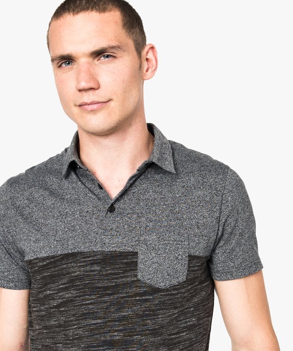 Polo manches courtes multi-matières vue2 - GEMO (HOMME) - GEMO