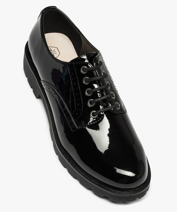 Derbies femme unis et vernis à semelle crantée vue5 - GEMO (CASUAL) - GEMO