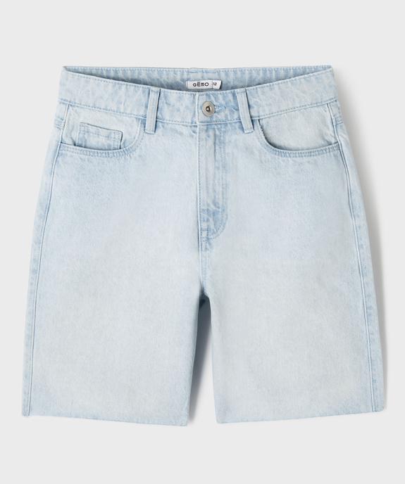 Bermuda en jean taille haute finition sans coutures fille vue5 - GEMO 4G FILLE - GEMO
