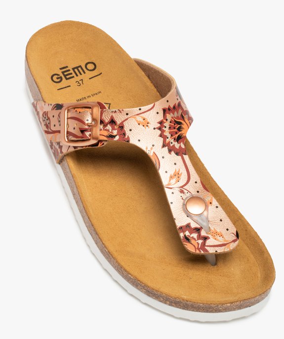  Sandales femme plates à bride entre-doigts métallisée vue5 - GEMO (CASUAL) - GEMO