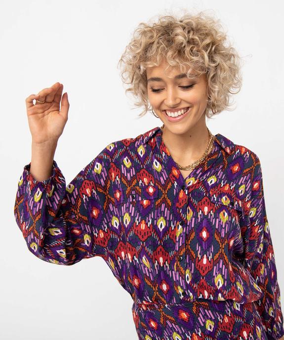 Chemise femme imprimée avec finitions élastiquées vue2 - GEMO(FEMME PAP) - GEMO